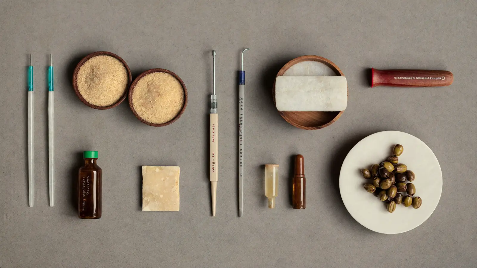 Composición neutra de materiales naturales que sugiere valor sin precios visibles.